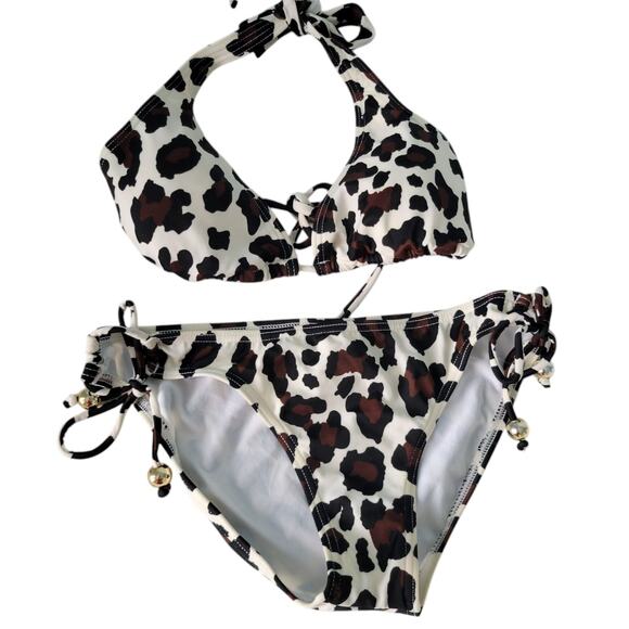 Vintage Y2k Guess Leopard Print Sexy Bikini 2pc SM ASO Paris Hilton - Picture 10 of 11